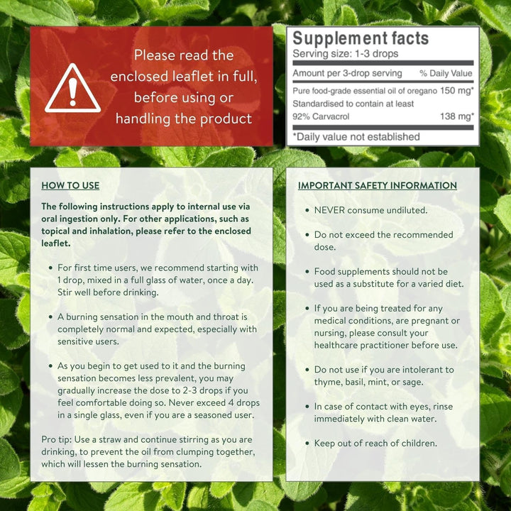 30Ml Oregano Oil 100% Pure & Undiluted Min 92% Carvacrol Super-Strength Himalayan Essential Oil of Oregano (Origanum Vulgare) Highly Potent Immunity Booster for Cold, Cough, Sore Throat & Gut Health