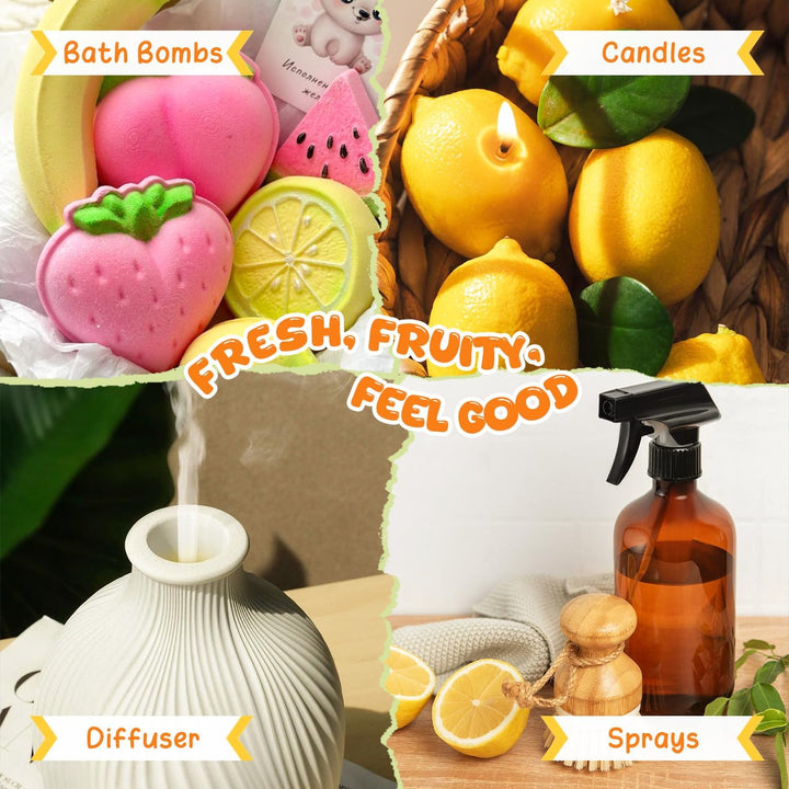 Fruity Essential Oils Set 6 X 10ML, Fragrance Oil Gift Set Scented Oils for Diffuser Candle Making - Pineapple, Guava, Raspberry, Green Apple, Orange, Cherry