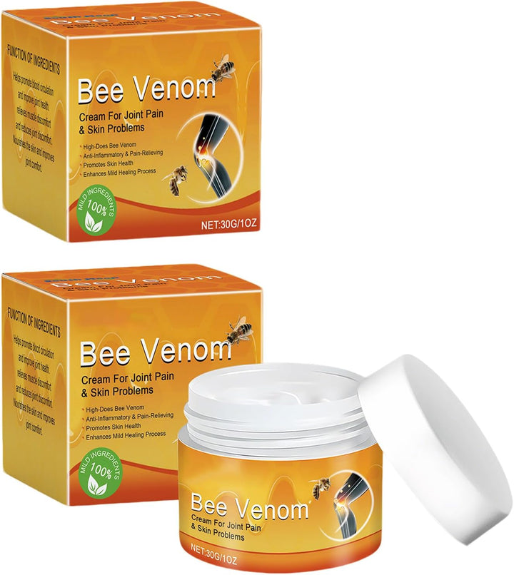 Bee Venom Cream for Arthritis, Bee Venom Joint Relief Creams for Muscles Swollen, Professional Joint & Bone Therapy Cream Pain Relief Healing on Back, Neck, Hands, Knee (2 Pack)