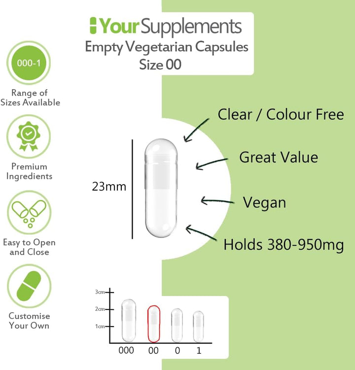 - Size 00 Empty Vegetarian Capsules (250 Pack)