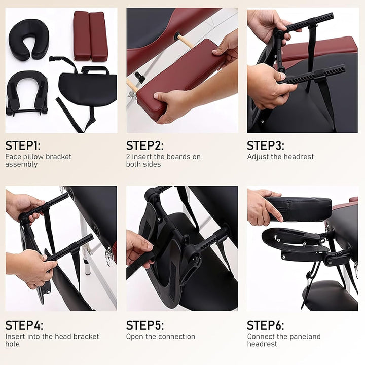 Massage Table Face Cradle Cushion, Adjustable Massage Table Cradle U-Shaped Standard Universal Headrest Cradle with Face Cushion Pillow for Massage Bed Beauty Spa Equipment, Black