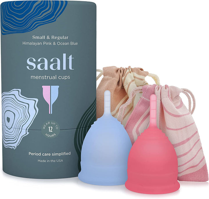 Menstrual Cup - Premium Design - Most Comfortable Period Cup - #1 Active Cup - Wear for 12 Hours - Soft, Flexible, Reusable Medical-Grade Silicone (Small, Ocean Blue)