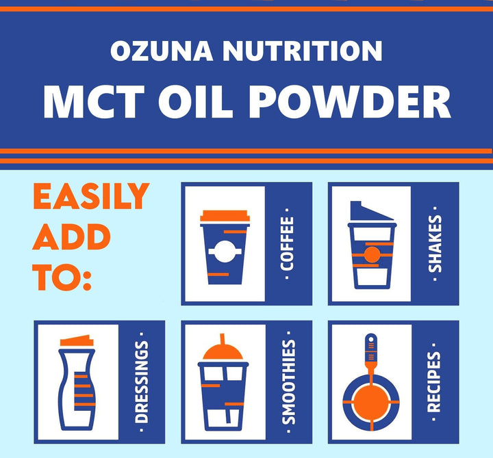 MCT Oil C8 & C10 Powder, Coconut Medium Chain Triglycerides for Sustained Clean Energy, Ketogenic Non Dairy Coffee Creamer, Suitable for Keto, Helps Boost Ketones | 50 Servings