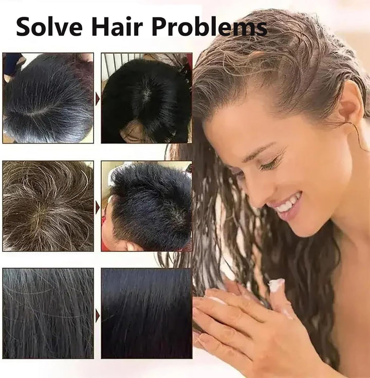 Gentle Plant-Based Quick-Use Hair Dye, Natural Plant Extract Hair Dye with Hair Mask, for the Elderly and Young People to Accurately Cover Gray Hairs (Grey)