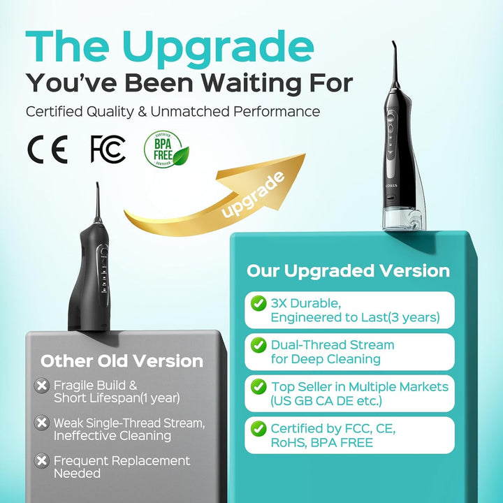 Water Dental Flosser for Teeth Cordless: 2025 Upgraded Portable Oral Irrigator 300ML 5 Jet Tips Rechargeable Tooth Flosser Teeth Braces Pick IPX7 Waterproof Irrigation Cleaner for Travel Home