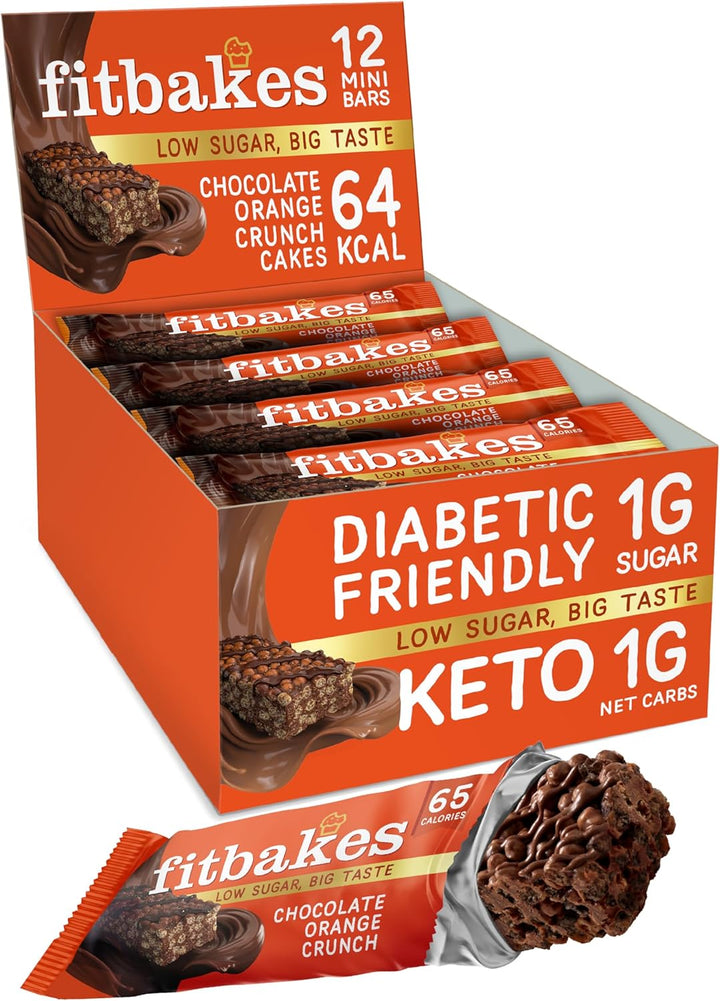 64 Calories Belgian Chocolate Mini Bars (12X19G) Diabetic Chocolate Keto Snack, 1 Net Carb Low Sugar Crunch Cake, Diabetic Sweets Biscuits, Low Calorie Snack, No Added Sugar, Fitbakes