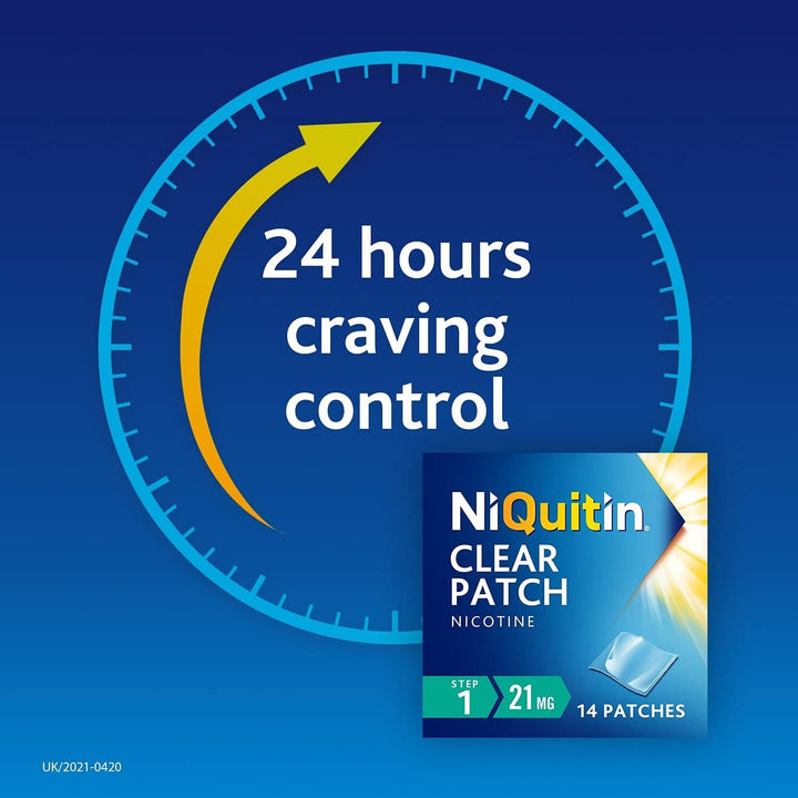 21 Mg Nicotine Patch - Step 1 - Stop Smoking Aid Therapy - 14 Clear Patches for 2 Weeks Treatment - 24H Craving Control - Invisible Nicotine Patches, White, 14 Count (Pack of 1)