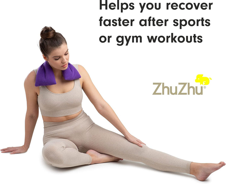 Lavender Body Wrap Wheat Bags Microwavable - Microwave Heat Pad for Joint & Muscle Pain Relief, Neck and Shoulder Pain, Menstrual Pain, Stress - Reusable Hot & Cold Heat Pack - Purple Fleece