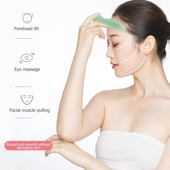 Natural Jade Gua Sha Board Face Massage Tool for Relief Facial Scraping Plate for Neck and Skin Care Enhances and Muscle Relaxation for Spa and Home Use