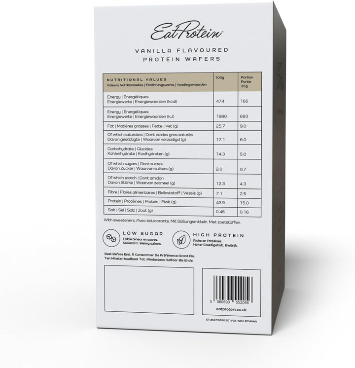 Vanilla Protein Wafers - 5X 2-Wafer Packs - High Protein, Low Sugar, 6000Mg Collagen, 166 Kcal, High Fibre - Fitness Snack for Women - Skin, Joint & Nail Support, Healthytreat