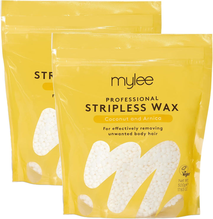 Professional Hard Wax Beads 500G, Stripless Depilatory Waxing Pellets Solid Film Beans No Strip Needed, Painless Gentle Hair Removal of Full Body, Face & Bikini Line (Coconut & Arnica)