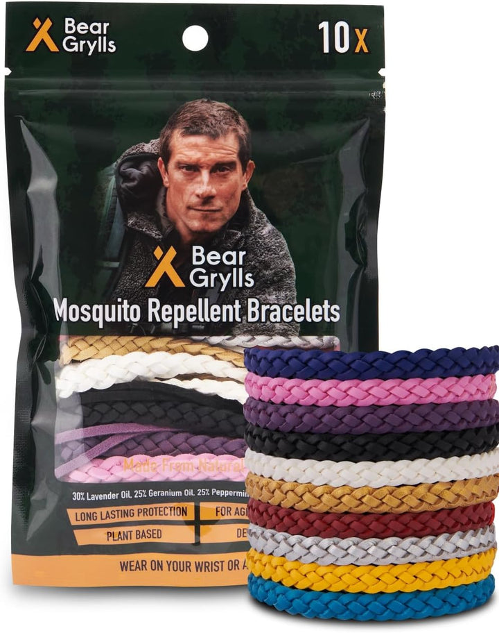 Mosquito Repellent Bracelets | Crafted for Adventure | Adjustable Leather | Deet-Free | Long-Lasting Protection | Pack of 10