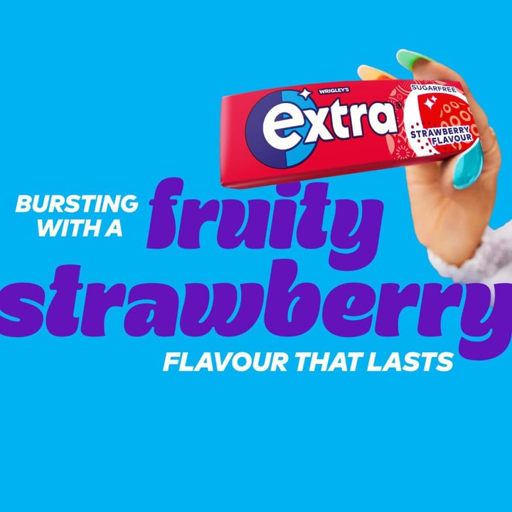 Wrigley'S Extra Chewing Gum, Strawberry Flavour, 5 Packs of 10 Pieces, Sugar Free Chewing Gum Multipack with Xylitol (50 Pieces)