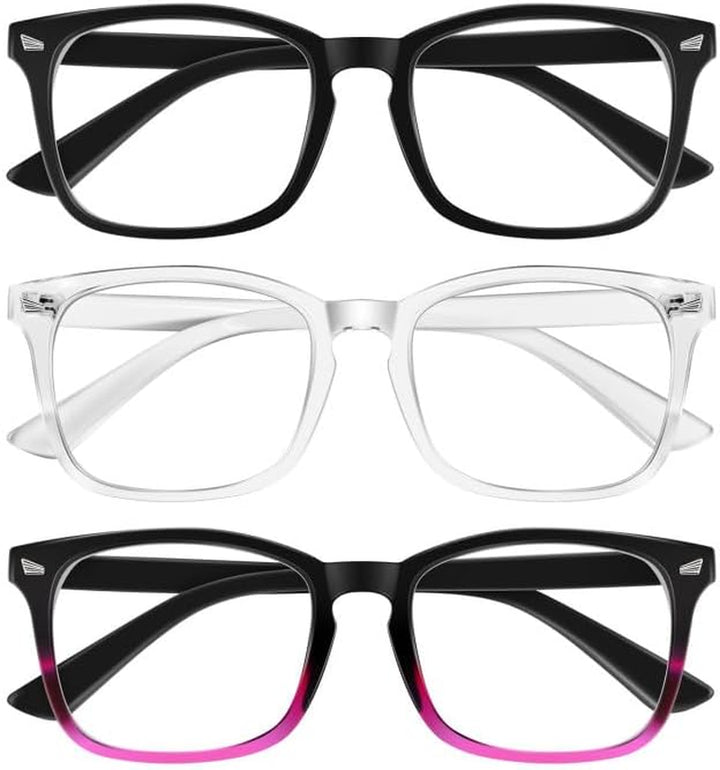 Blue Light Blocking Glasses for Women Men Fashion Computer Screen Gaming TV Phones anti Eyestrain & UV Glare Glasses 3 Pack