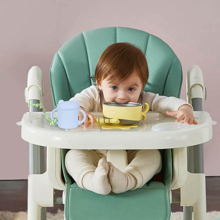 Silicone Toy Clip - 2Pcs Food-Grade Silicone Pacifier & Sippy Cup Strap, Adjustable Stroller Clip, Baby Anti-Drop Toy Chains (Blue/Green)