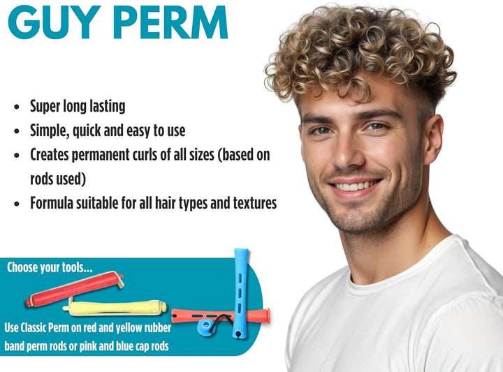 Classic Perm Kit with Amino Acid Complex for Permanent Curls and Waves, Unscented, Blue
