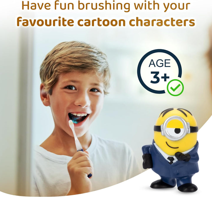 Despicable Me Minions Flashing Toothbrush for Kids with 2 Minute Flashing Light, Comfortable Handle Grip, Soft Rounded Bristles and Suction Cup for Upright Storage for Children Ages 3+