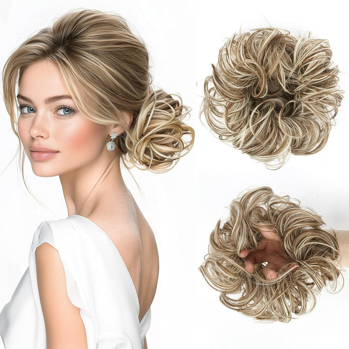 Messy Bun Hair Piece for Women,Curly Wavy Hair Scrunchies Bun Extensions Hairpieces,Synthetic Hair Chignons Accessories Updo for Girls(18/22#,35G)