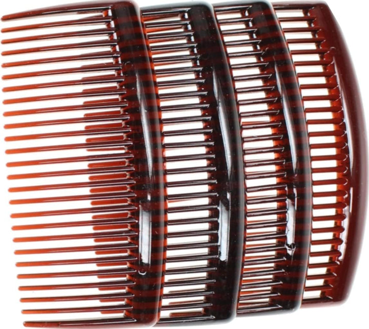 4 Pack of Tort Brown Large 9Cm Plain French Side Hair Combs Slides Grips Clips Hair Accessories for Women Girls by