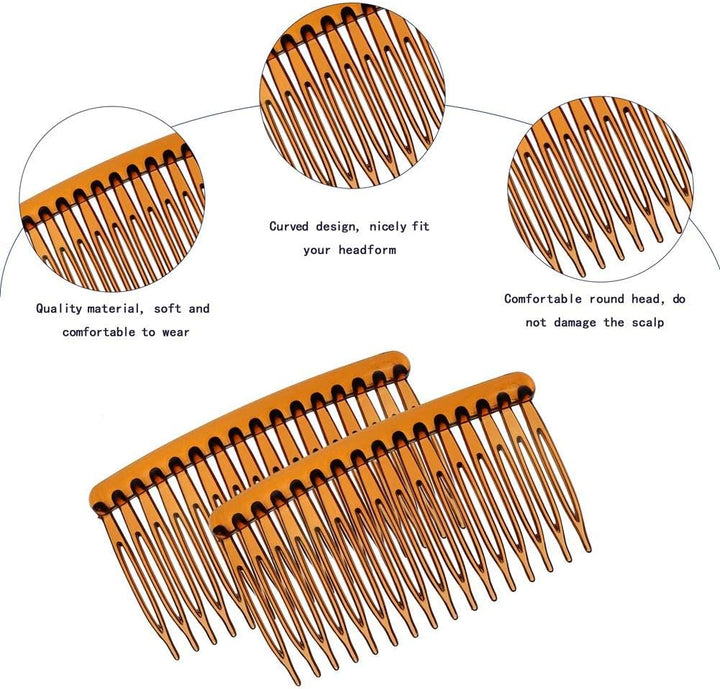 8-Piece Hair Comb Set - Slides, Plain & Clear Combs (Tortoise, Coffee)