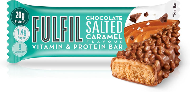 Vitamin and Protein Bars (15 X 55 G Bars) — Chocolate Salted Caramel Flavour — 20 G High Protein, 9 Vitamins, Low Sugar