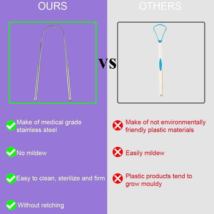 Tongue Scraper Stainless Steel,Tongue Cleaners Fresh Breath Restored Taste U Shape