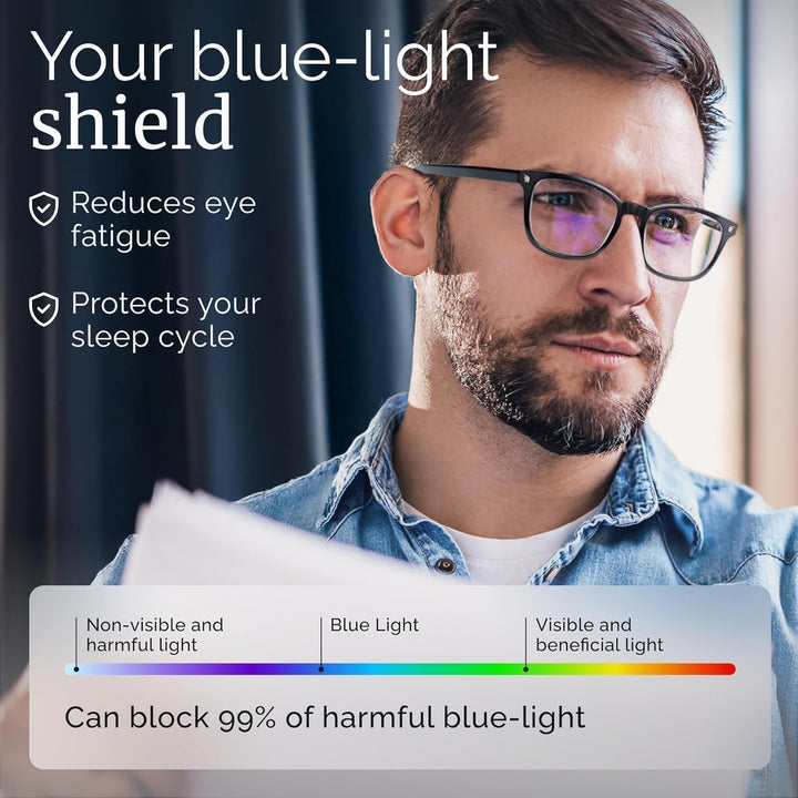 High Tech Blue Light Glasses - Advanced 99% Blue Light Blocking Computer Glasses - anti Eyestrain & UV Glare Protection