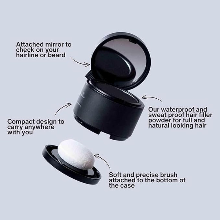 Hairbear Hair Filler,Hair Filler Powder,Long Lasting Water Proof,Fast & Full Care,Natural Hair Thickening Fibers Instant Volume & Scalp Coverage (2Pcs-Black, 39 G (Pack of 1))