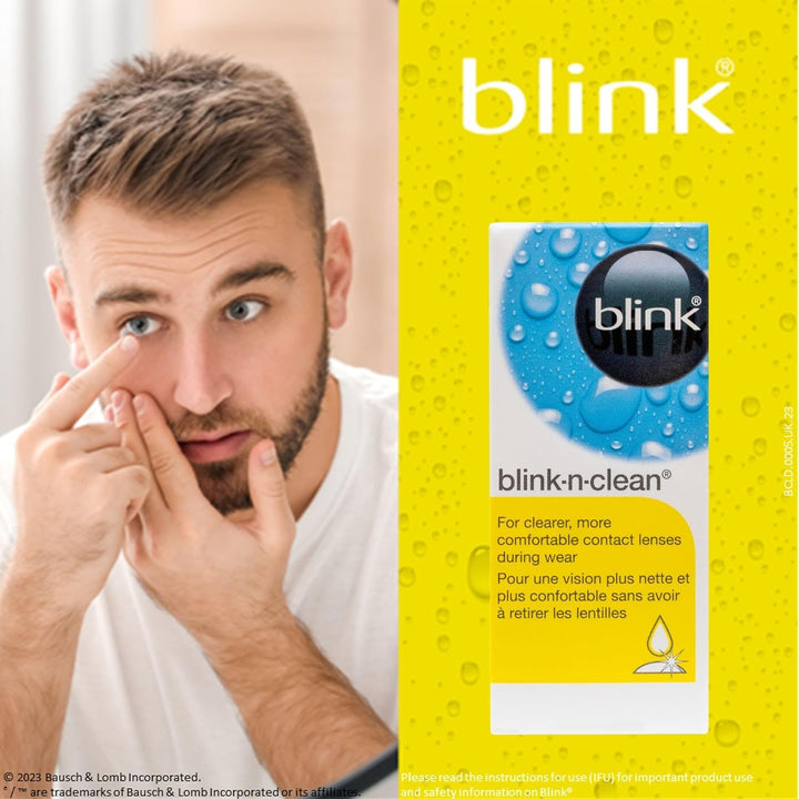 -N-Clean Contact Lens Eye Drops for Dry Contact Lenses - Instant Cleaning and Moisturising for Dry Eyes - Refreshing & Lubricating Eye Drops Helps Maintain Lens Comfort, 15 Ml