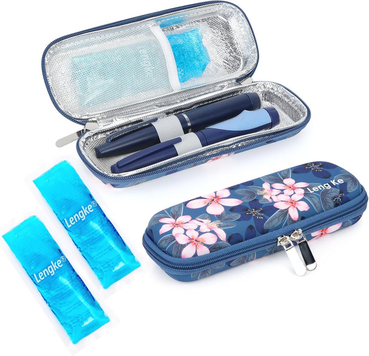 Medication Cooler Travel Case - Monjaro Travel Case with 2 Ice Packs, Medicine Cool Bag for Diabetic Supplies, Keep Medicine Cool While Traveling (Black)