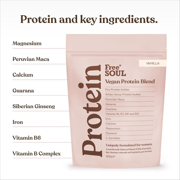 Vegan Protein Powder | Formulated for Women | 600G | 20G Protein with Added Nutrients | Gluten & Soy Free Plant-Based Nutrition Shake | Pea & Hemp Isolate Protein | Vanilla Flavour