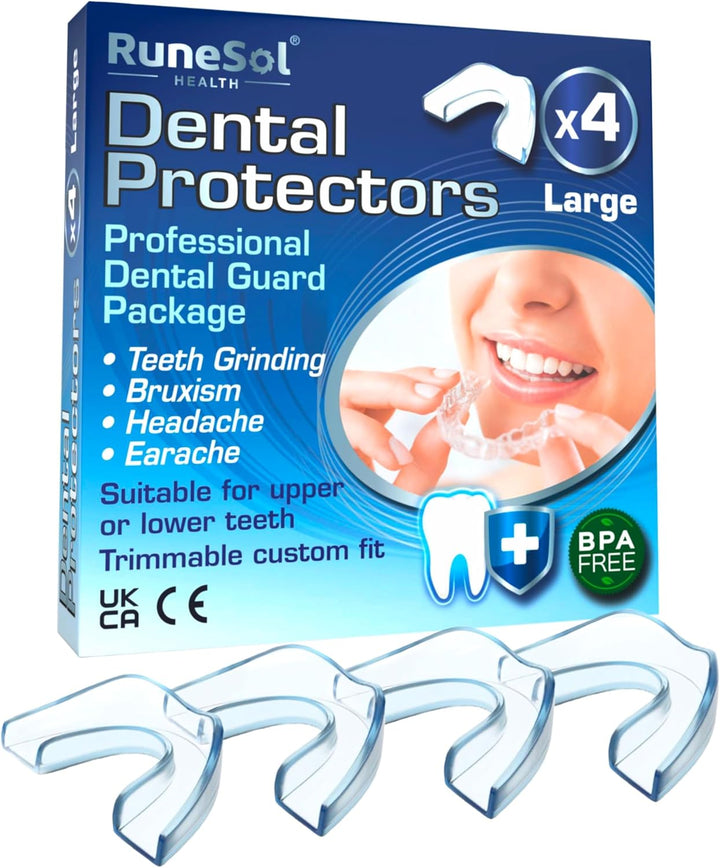 Mouth Guard for Teeth Grinding, 4 X Regular, Gum Shield for Teeth Grinding, Bruxism Mouthguard, Night Tooth Guard for Adults,Stop Grinding Teeth Dental Protector,Class 1 Medical Device UKCA CE