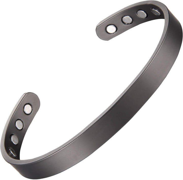 Copper Magnetic Bracelet for Men and Women 99.9% Pure Copper Bangle 6.8" Adjustable with 8 Magnets (Plain Design)