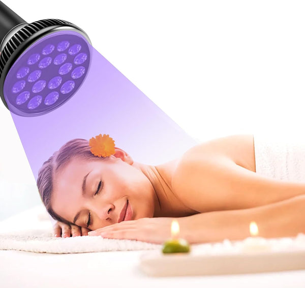 54W 180° Rotating Clip Tanning Lamp, E27 Face Tanning Lamp, 18 Leds Sun Lamp, Sun Uv Lamp with Eye Mask for Antique Bronze Skin