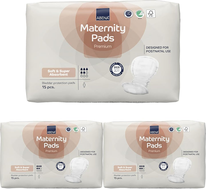Premium Maternity Pads, Postpartum Essentials, Eco-Labelled, Extra Protection, after Birth, Breathable and Skin Friendly, Sustainable Incontinence Pads - 15PK