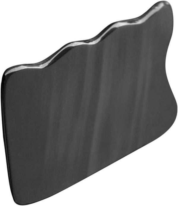 Natural Horn Gua Sha Scraping Board Massager for Face Neck Back Smooth Cattle Horn Massage Tool for Skin Comfort and Muscle Relief Easy to Hold Black Wave-Shape Scrapping Plate