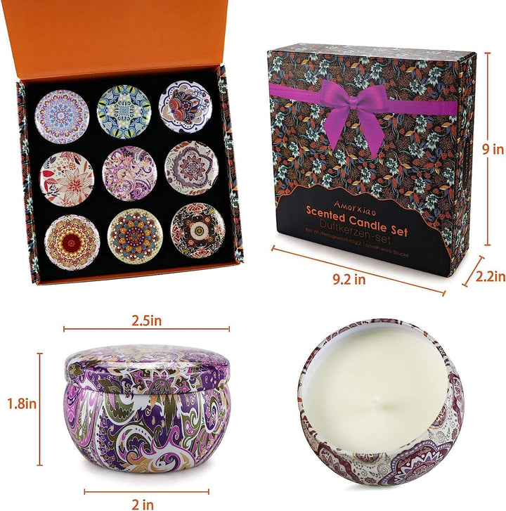 Candles-Scented Candles Gifts for Women,9 Pack Soy Wax Candle Set for Female Friend-Long Burning Aromatherapy Tin Candles for Birthday,Mother,Eid,Anniversary