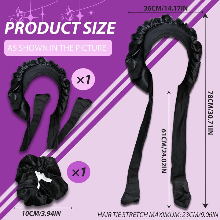 Silk Hair Bonnet for Sleeping with Hair Bobbles, Silk Bonnets for Women with Elastic Band, Hair Care Head Cover Hat for Women Girls Long, Straight, Curly Hair