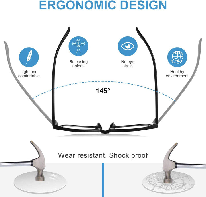Blue Light Blocking Glasses for Women Men Fashion Computer Screen Gaming TV Phones anti Eyestrain & UV Glare Glasses 3 Pack