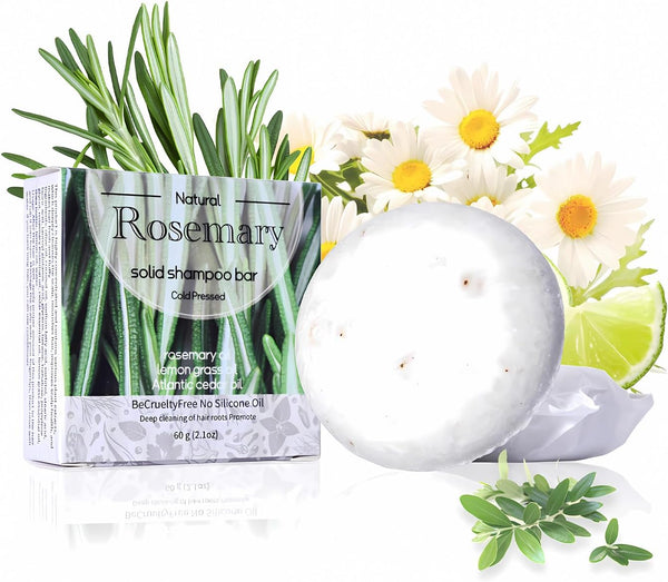 Shampoo Bar Conditioner for Hair Growth Cleanse Moisturize Nourish Strengthen Handcrafted Soap Safe Hair Care for Men & Women All Hair Types Plastic-Free 60G (Rosemary)