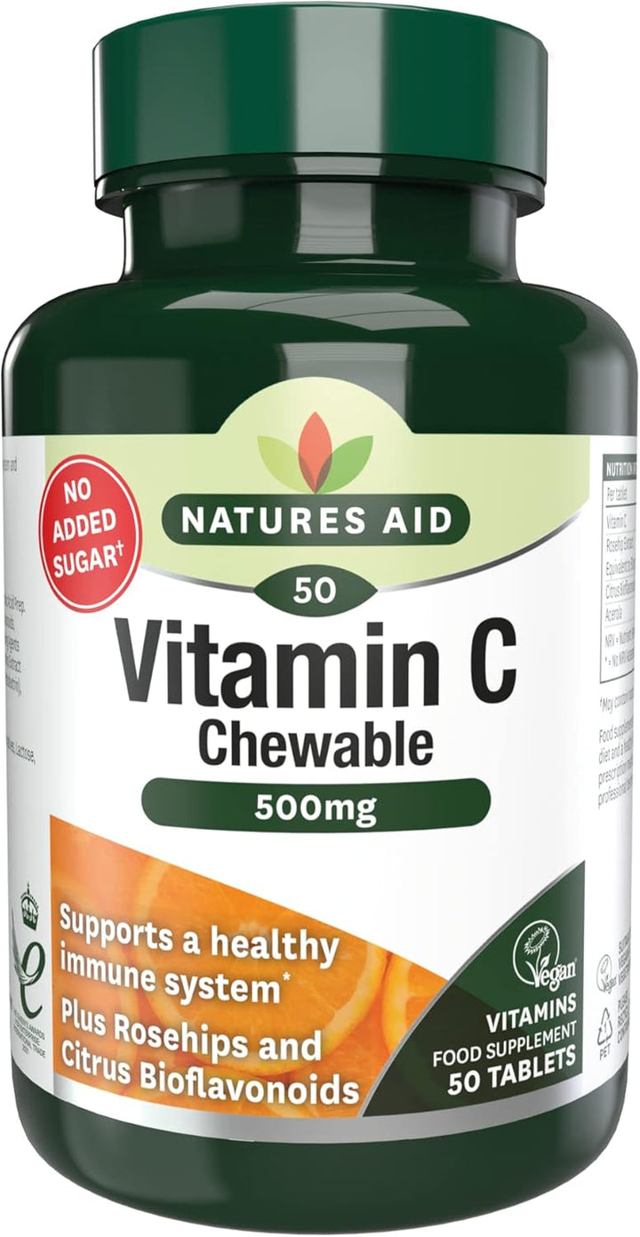 Vitamin C 500Mg 100 Chewable Tablets – Supports Immune System & Skin Health - High Strength, Sugar Free, Vegan, Non-Gmo – Antioxidant Supplement