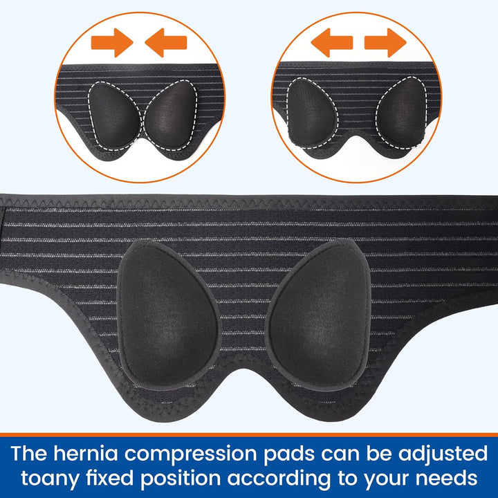 Hernia Belt for Men and Women, Hernia Support Truss for Double Inguinal, Pain Relief Recovery, Adjustable Waist Strap with 2 Removable Medical Compression Pads（Medium, 35-41''）
