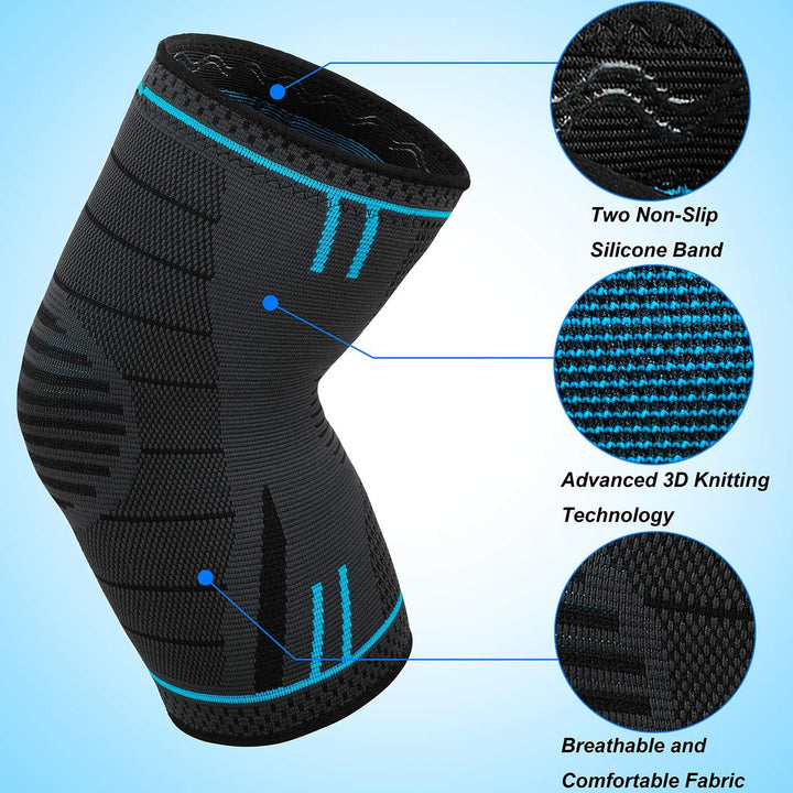 Knee Support, Breathable Anti-Slip Knee Compression Sleeve for Men & Women, Knee Support Brace for Joint Pain Relief, Arthritis, Recovery, Running, Basketball, Walking, Sports (Single Wrap)