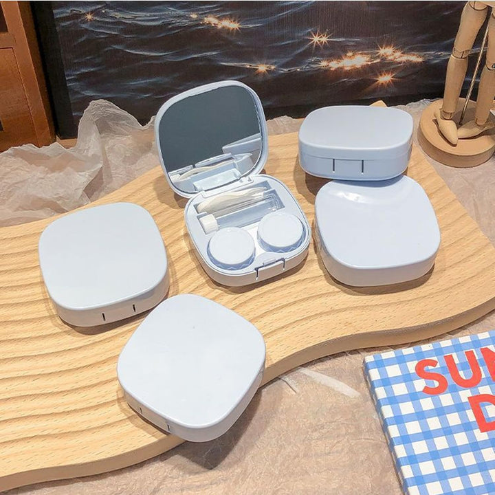 2 PCS Travel Contact Lens Case with Mirror, Portable and Leakproof Contact Lens Container for Soft Lenses, Compact Contact Lens Case for Travel with Tweezers and Solution Bottle, Perfect Contact Lens