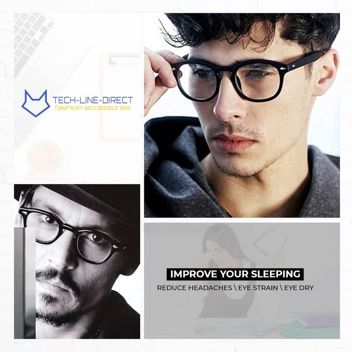 TECH-LINE-DIRECT 2022 Glasses Black Frame Men Johnny Depp Style Designer Glasses Women Optical Spectacle Frames Vintage Clear Lens Eyeglasses Male