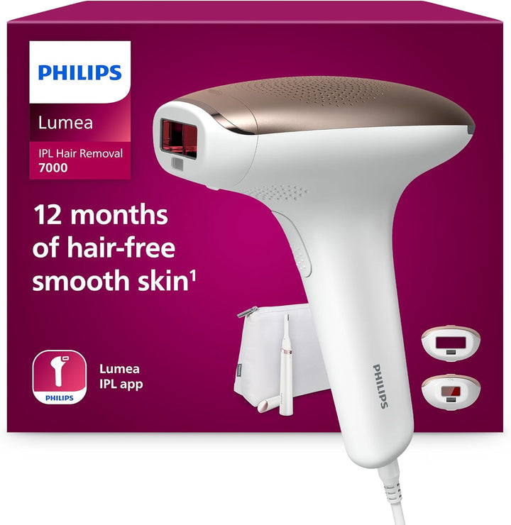 Lumea 7000 Series, IPL Hair Removal Device, Laser Hair Removal Alternative, with Satin Compact Pen Trimmer, 3 Attachments for Body, Face and Bikini, Model BRI923/00