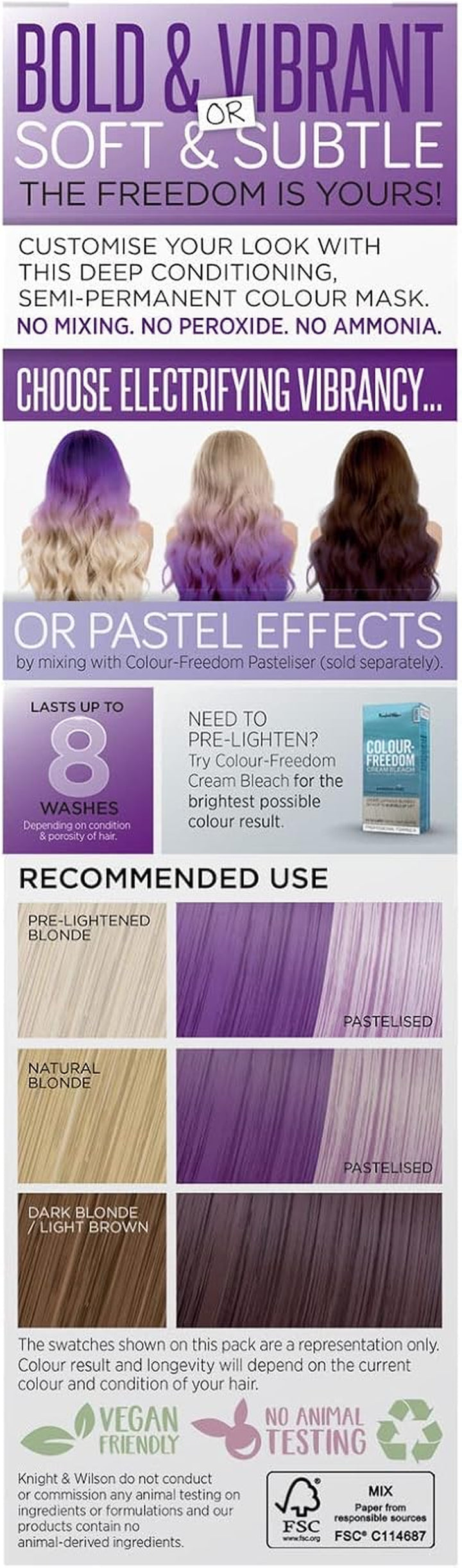 Colour-Freedom 150Ml Mystic Purple Semi-Permanent Hair Colour - Ultra-Vibrant Vegan Friendly Colour Mask with Shine Booster Complex - Ammonia Free Colour Lasts up to 6-10 Washes