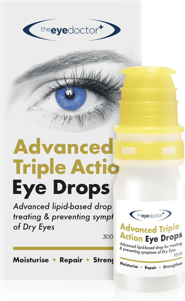 Dry Eye Drops, Advanced Triple Action Formula – Lipid-Based Eye Drop for MGD, Blepharitis & Evaporative Dry Eye, Preservative Free, Contact Lens Friendly, 300 Drops, 10Ml