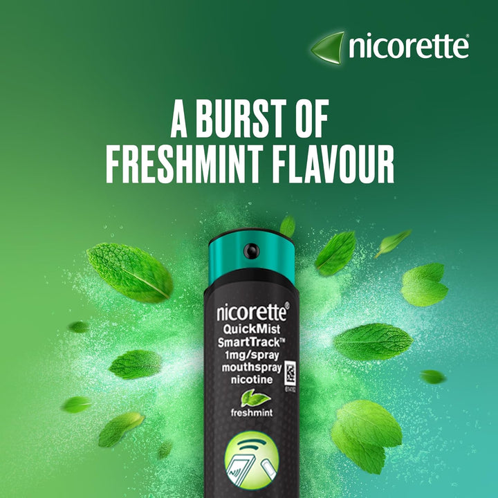 Quickmist Smarttrack Mouthspray (1 X 150 Sprays), Freshmint, Quit Vaping or Quit Smoking Aid Designed to Start Reducing Cravings in 30 Seconds, Smoking or Vaping Cessation Aid