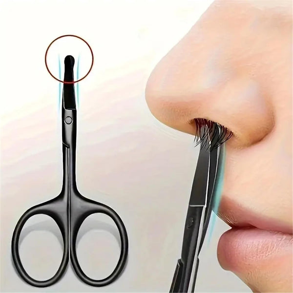 Stainless Steel Nose Hair Scissors, Precision Trimming Ergonomic Design, Tools for Ear, Nose, Eyebrow Grooming Hair